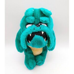Vintage Bulldog Plush By Liberty Toy Stuffed Animal w/Collar Teal 12"